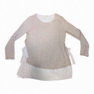 Pebble‎ & Stone Layered Tan Chiffon-Hem Blouse - Size L